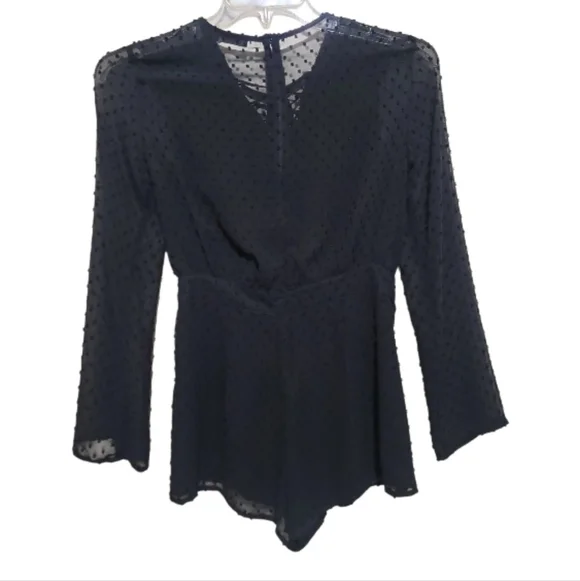Boohoo Womens Black Mesh Lace Up Romper Size 4 - Picture 3 of 8